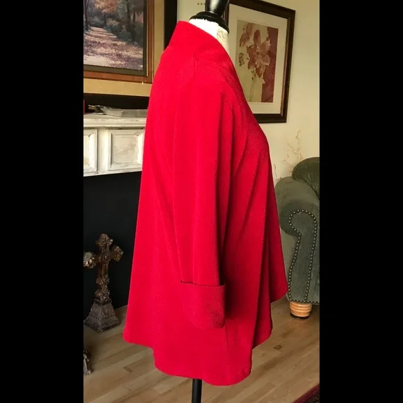 COVER CHARGE Asymmetrical Jacket / Topper Red One Fabulous Button Size S - Picture 3 of 8